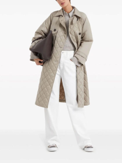 Belted Quilted Trench Coat